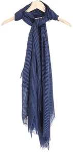 MAISON SCOTCH Women's Scarf OS Dark Blue Striped Casual Lightweight Pattern - Picture 1 of 7