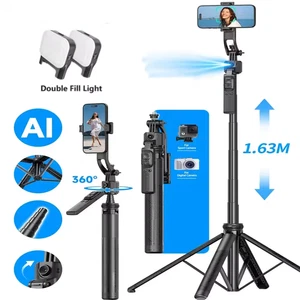 DT Tripod 1.6M  AI Auto Face Tracking Phone Holder Smart Selfie Stick Two Lights - Picture 1 of 8