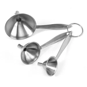 3-In-1 Stainless Steel Mini Kitchen Funnels Set for Filling Bottles Oil Flask - Picture 1 of 9