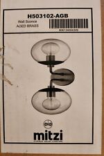 Wall sconce 2 Light Aged Brass Clear Glass Shade H503102-AGB by Mitzi NeW
