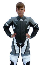 Kids Motorcycle Mini Moto One Piece Full Leather Race Track Suit XL FAULTY