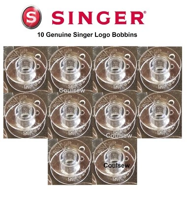 10 GENUINE SINGER PLASTIC SEWING MACHINE BOBBINS STAMPED LOGO Class 15 15K 15J + - Image 1 of 2