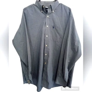 U.S. Polo ASSN Shirt Men XL Button Down Shirt Black White Small Checked Collared - Picture 1 of 12