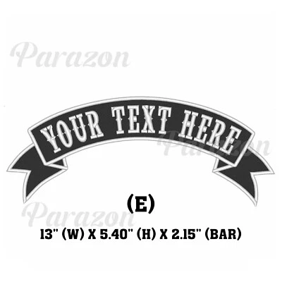 Custom Embroidered Top Rocker Ribbon Patch Vest Outlaw Biker MC Badge 13" (E) - Image 1 of 4