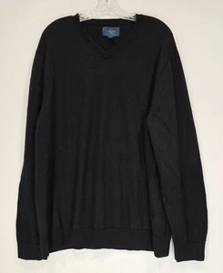 Mens Fairlane 100% Merino Wool V Neck Sweater Black Size XXL Classic Preppy - Picture 1 of 8