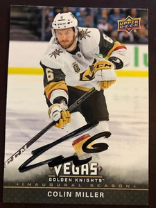 SIGNED! COLIN MILLER 2017-18 VEGAS GOLDEN KNIGHTS UPPER DECK CARD AUTOGRAPHED - Picture 1 of 1