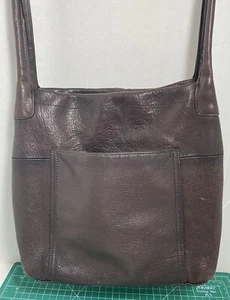 Genuine Leather Shoulder Bag Illegible Creed Brown Inner Leather Pkt W/snap - Picture 1 of 17