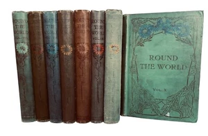 Round The World Bücher 2-5 & 7-10 Benziger Bros. 1900er Serie Lot 8 - Bild 1 von 13