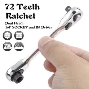 Mini llave de trinquete llave de trinquete de enchufe rápido de doble extremo 1/4 pulgadas 72 dientes - Imagen 1 de 4