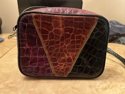 Joseph B. Bolso de Mano/Cartera Bandolera de Cuero Vintage Marrón Negro Granate ¡Lindo! Foto 1 de 4