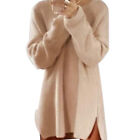 Women Dress Solid Color Skin-friendly Sideway Zip Long Sleeve Loose Sweater
