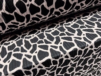 Spandex Rib Stretch Jersey Fabric, Per Metre - Giraffe Print - Black & Oyster - Image 1 of 3
