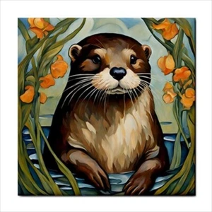 Ceramic Tile Otter Kitchen Backsplash Home Decor Wall Art Nouveau 4.25 Inches - Picture 1 of 2