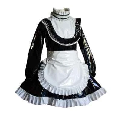 Sissy Turtleneck Lockable Maid Uniforms Plus Size Long Sleeve A-line Maid Dress  - Image 1 of 4