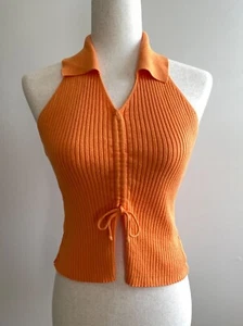 Joie & Joy Halter Top Sweatet Womens XL Orange Ribbed Crop Top - Picture 1 of 8