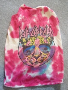 DEF LEPPARD Pet Dog S/M Pink TSHIRT Tie Dye Cat Sunglasses Band Cotton/Polyester - Picture 1 of 9