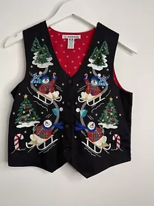 Christie Brooks Girls Christmas Holiday Snownman Embroidered Vest size M 10-12 - Picture 1 of 7