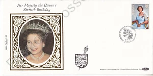 GB JERSEY BENHAM SILK FDC FIRST DAY COVER 1986 HM QEII 60TH BIRTHDAY - Bild 1 von 1