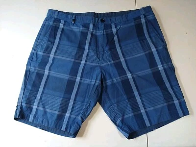 Calvin Klein Chino Shorts W38 L9 R11 Blue Plaid Cotton Travel Comfort Casual  - Image 1 of 4