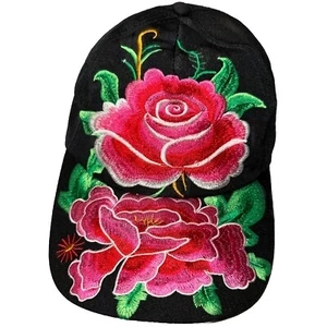 Berretto nero con ricamo floreale (NUOVO) - Foto 1 di 5