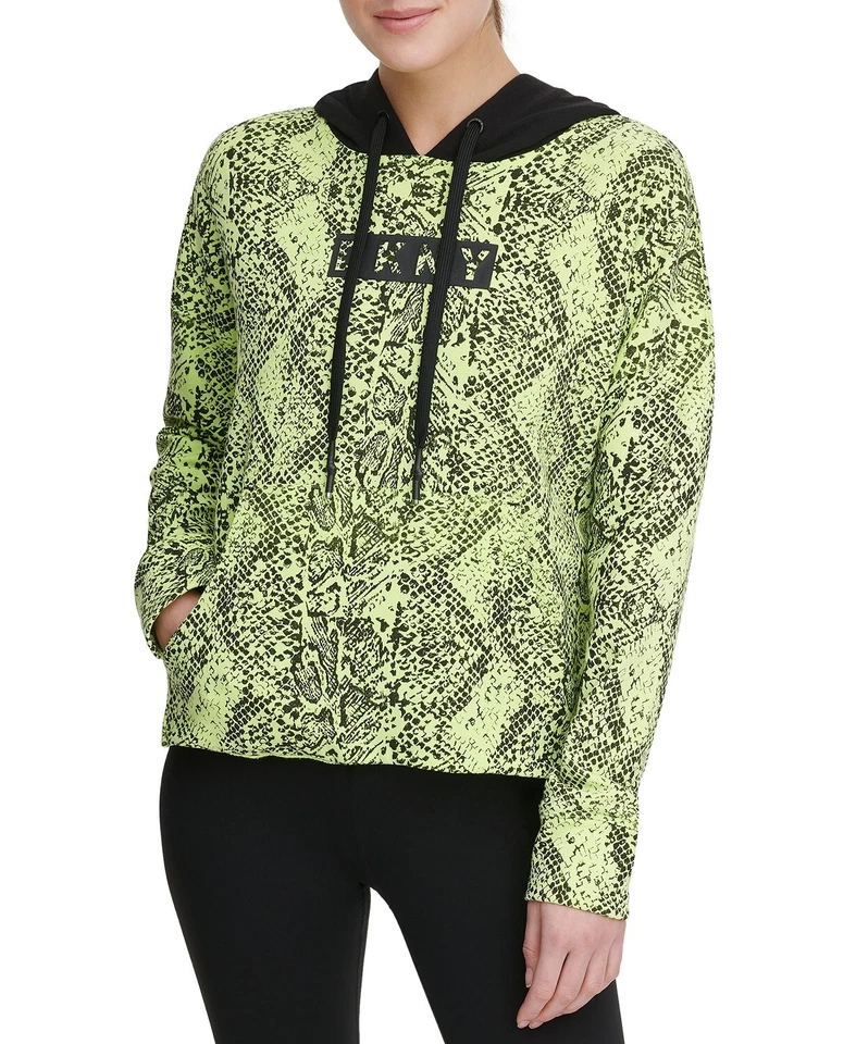 Dkny Women 247182 Sport Snake-Print Hoodie Size Medium - Image 1 of 2