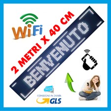TABELLA INSEGNA LUMINOSA A LED WIFI SCRITTA SCORREVOLE NEGOZI BIANCA 2 Mt X 40Cm