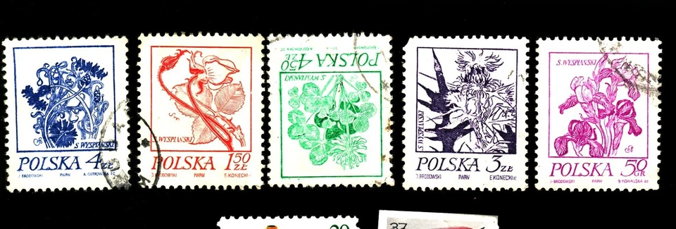 Poland/Stamps  1974  used -, Flower Drawings by Stanislaw Wyspianski - Image 1 of 1