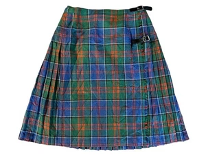 Vintage Archie Brown & Son Kilt Wollrock blau grün rot kariert Plissee Gr. 16 Tartan - Bild 1 von 13