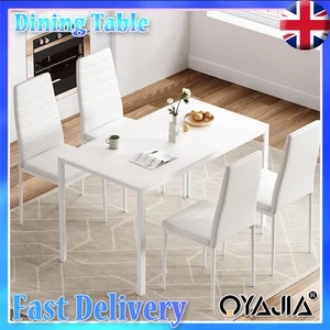 Black/White Dining Table , 4/6PCS Padded Chairs Home Kitchen Furniture Set HOT - Picture 1 of 26