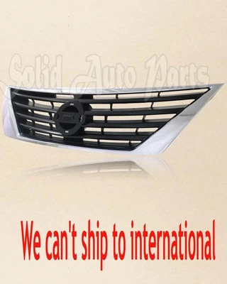 New Front Center Grille For 2012-15 Nissan Versa 1.6L Upper Chrome Trim Plastic - Image 1 of 4