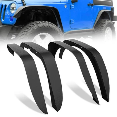Front & Rear Fender Flares For 2007-2018 Jeep Wrangler JK JKU Heavy Duty Steel  - Image 1 of 4