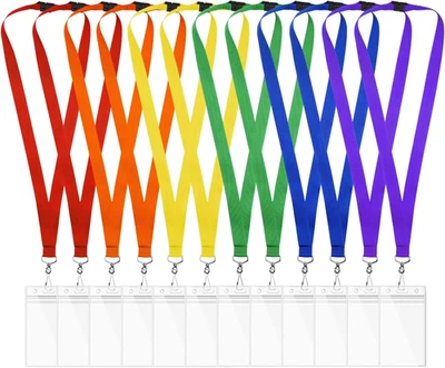 12-Pack Rainbow Safety Breakaway Lanyards with Waterproof Badge Holders, Metal H - image 1 of 4