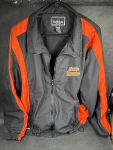 Embroidered Little Caesars Windbreaker Jacket Men’s Sz XL Black Orange Full Zip - Picture 1 of 16