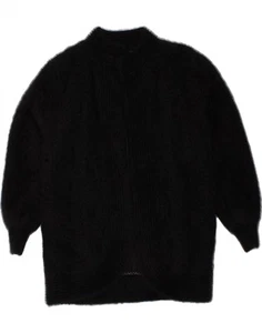 KEOMI Womens Knit Open Overcoat UK 14 Medium Black Angora BY29 - Picture 1 of 4