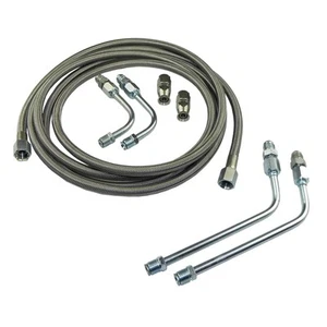 Kit de línea de manguera flexible de enfriador de transmisión trenzado de acero inoxidable TH400 TH350 700R4 - Imagen 1 de 9
