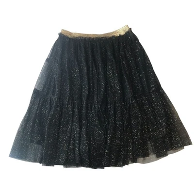 There Abouts Girls Skirt A Line Mesh Overlay Metallic Black Gold S 7/8 - Image 1 of 4