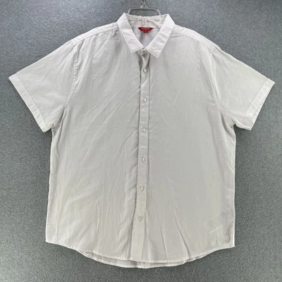 Guess Mens Button Up XL X-Large White Camisa Cotton Polyester Short Sleeve - Image 1 of 4