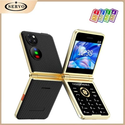 Unlocked Luxury SERVO P21 Flip Mobile Cellphones 4 SIM Card GSM Speed Dial FM - Image 1 of 4