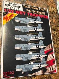 HGW DECALS # 232904  1:32nd SCALE F4U-1 CORSAIR BIRD CAGE  DECAL - Picture 1 of 2