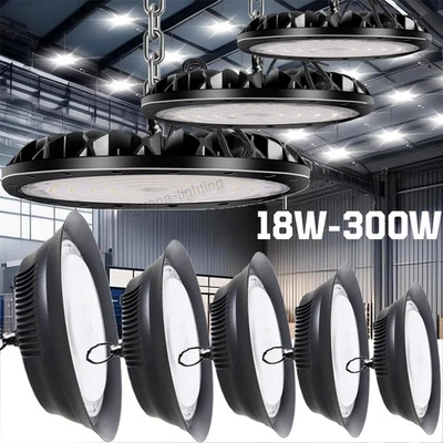 18W-300W UFO LED Hallenbeleuchtung High bay Hallenstrahler Industrielampe Lampe - Bild 1 von 4