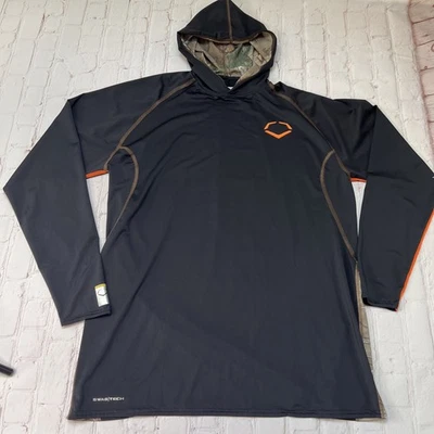 Evoshield Men’s Medium Baseball Hooded Pullover Shirt Black W/ Camo Trim EUC! - Image 1 of 4