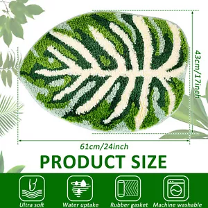 Green Leaf Mat Non Slip Palm Shaped Bathroom Mat Super Absorbent Bathroom VV - Picture 1 of 10