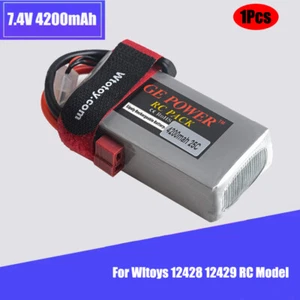 GE Power 7,4V 4200MAH 25C 2S Batteria Lipo Spina T per Wltoys 12428 12429 Modello RC - Foto 1 di 7