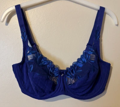 Prima Donna Orlando Bra Full Cup Embroidered Size 34D BNWT RRP £118 Crazy Blue - Image 1 of 4