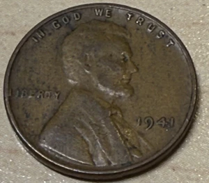 1941 Lincoln Wheat Penny No Mint Mark One Cent - Picture 1 of 2