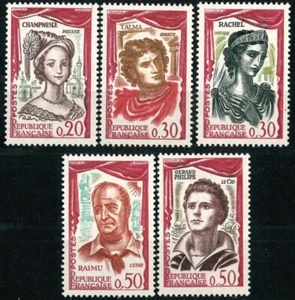 FRANCIA REP. FRANCESA SELLOS ANTIGUOS 1961 actores y actrices franceses - como nuevos montados - Imagen 1 de 2