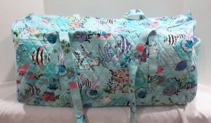 Vera Bradley Women LARGE TRAVELER DUFFEL BAG ANTILLES TREASURE fish teals blues - Picture 1 of 6
