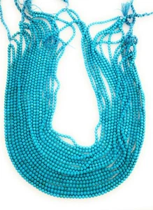 One Strand 100% Natural Sleeping Beauty Turquoise Round Beads 3.5-4mm - Picture 1 of 4