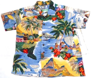 Reyn Spooner Hawaiian Trans Pacific Airlines TPA Honolulu Clipper Shirt Youth M - Picture 1 of 2