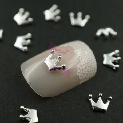 Dijes de aleación de metal con diseño de corona pequeña 100 piezas arte en uñas manualidades manicura decoración 3D Foto 1 de 4